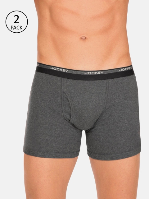 

Jockey Men Pack of 2 Solid Charcoal Grey Trunks 8009-0205