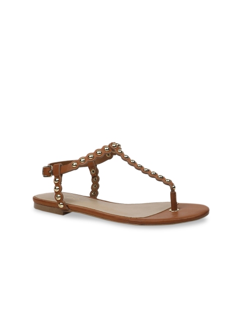 

ALDO Women Brown Solid T-Strap Flats