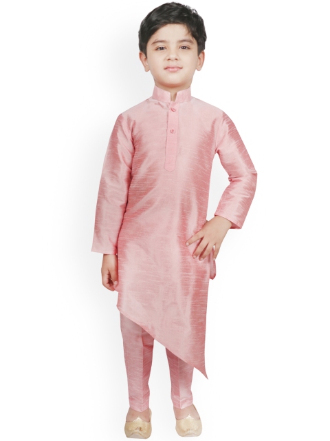 

SG YUVRAJ Boys Peach-Coloured Solid Kurta with Pyjamas