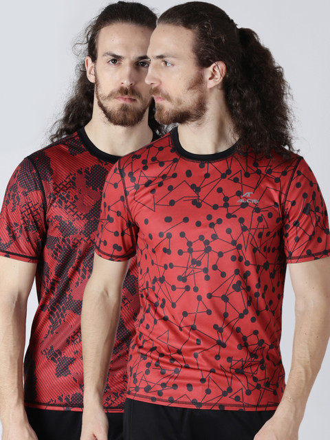 

Alcis Men Red Printed Round Neck Reversible T-shirt