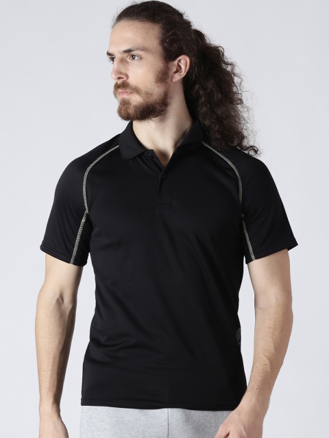 

Alcis Men Black Solid Polo Collar T-shirt