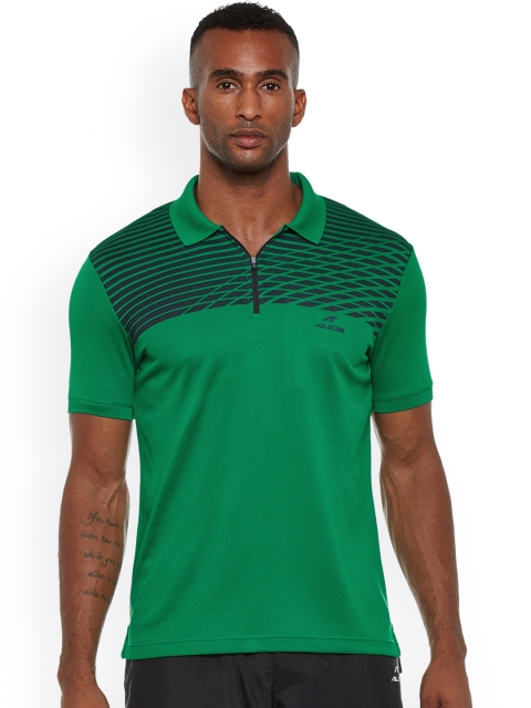 

Alcis Men Green Striped Polo Collar T-shirt