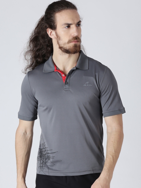 

Alcis Men Grey Solid Polo Collar T-shirt