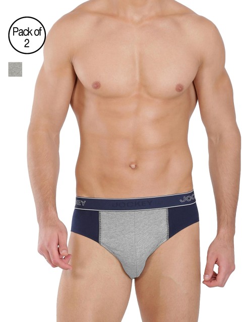 

Jockey Men Pack of 2 Navy Blue & Grey Melange Fusion Briefs 1011-0205