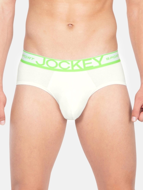 

Jockey Men White & Green Solid Briefs SP05-0105