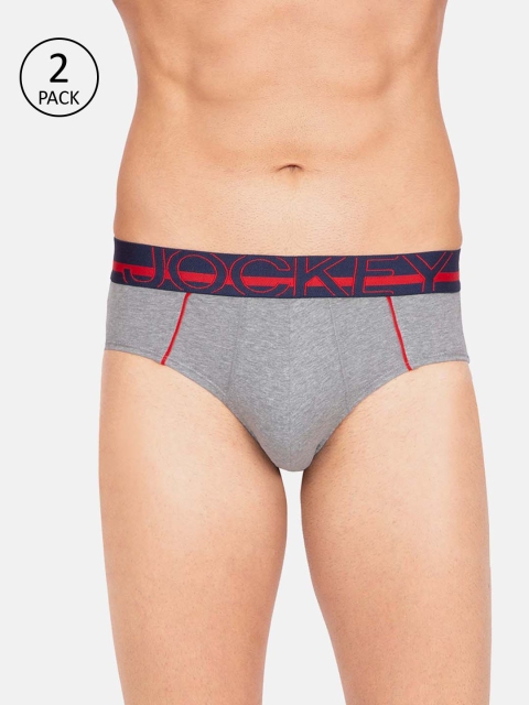 

Jockey Men Pack of 2 Grey Melange Solid Bold Briefs US14-0205