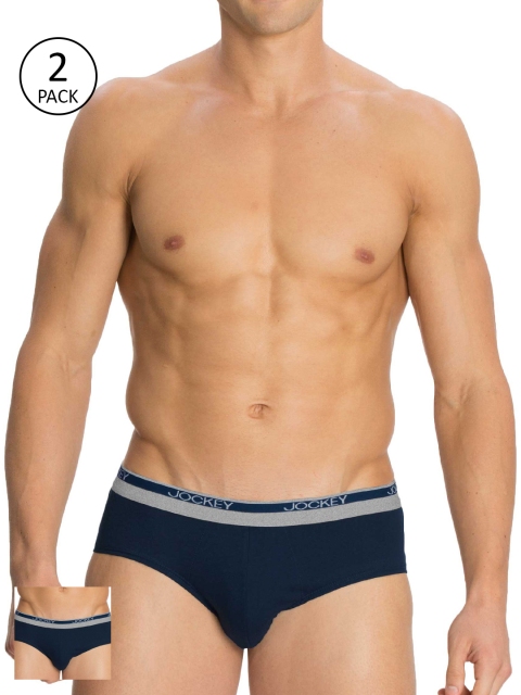 

Jockey Men Pack of 2 Navy Blue Solid Square Cut Briefs 8037-0205