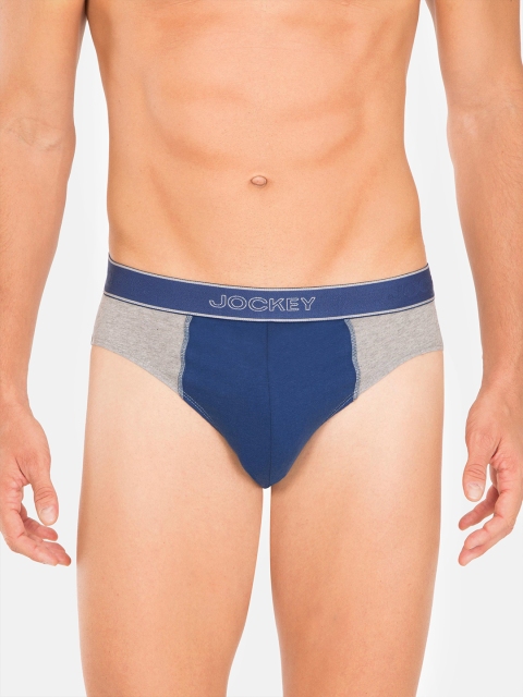 

Jockey Men Grey & Blue Colourblocked Modern Fit Briefs 1011-0105