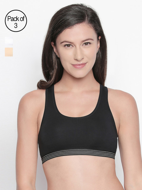 

Bodycare Set of 3 Solid Non-Wired Non Padded Everyday Bras E1616BSW, Black