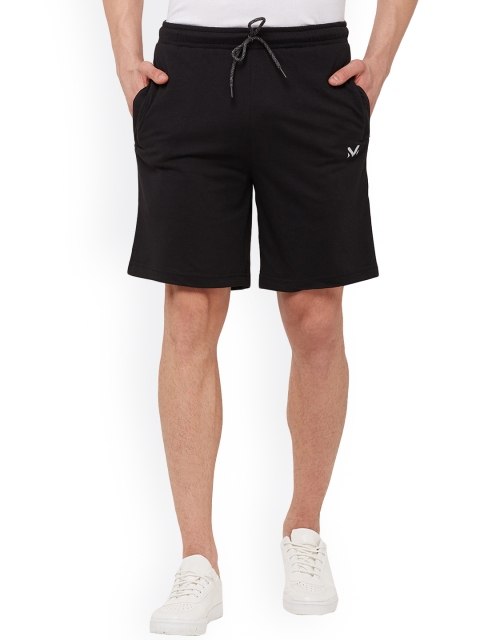 

VINENZIA Men Black Solid Regular Fit Sports Shorts