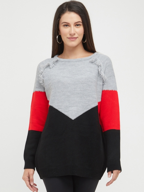 

bebe Women Grey & Black Colourblocked Sweater
