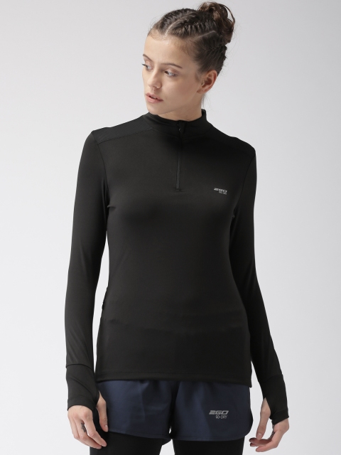 

2GO Women Black Solid High Neck T-shirt