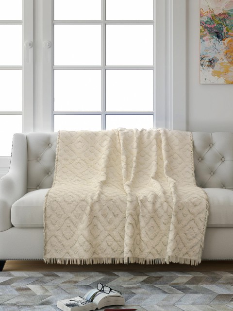 

Saral Home White Geometric 2 Seater Sofa Throw