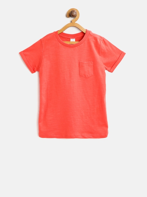 

LC Waikiki Boys Coral Orange Solid Round Neck T-shirt