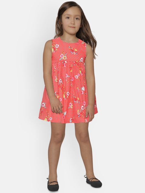 

LC Waikiki Girls Red & White Printed Fit & Flare Dress