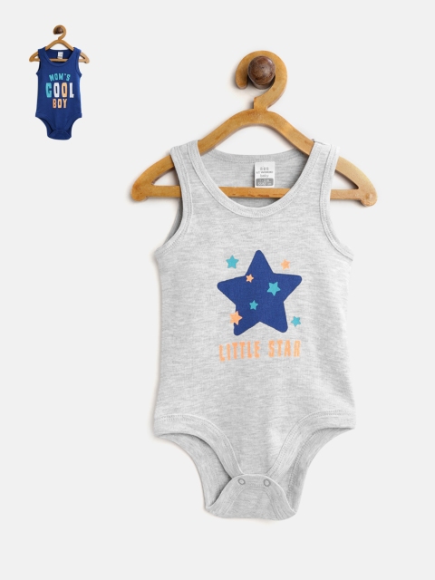 

LC Waikiki Boys Pack of 2 Printed Bodysuits, Grey melange