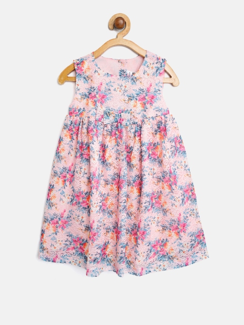 

LC Waikiki Girls Pink Lace Empire Dress with Printed Detail