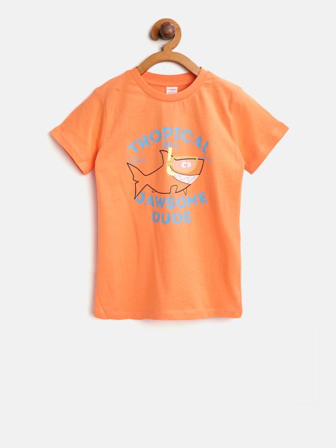 

LC Waikiki Boys Orange Printed Round Neck T-shirt