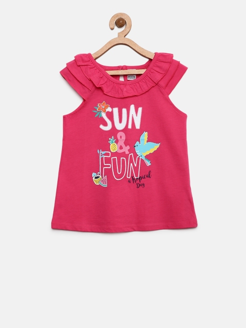 

LC Waikiki Girls Pink Printed Pure Cotton Top