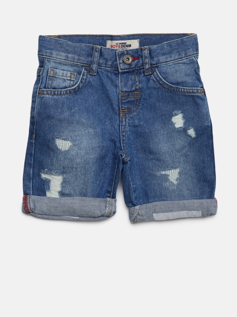 

LC Waikiki Boys Blue Washed Distressed Denim Shorts