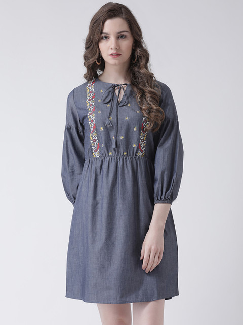 

Leo Sansini Women Blue Printed A-Line Dress