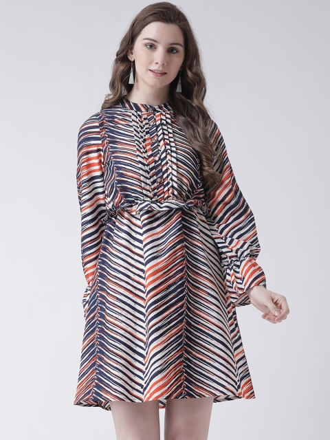 

Leo Sansini Women Multicoloured Striped Fit and Flare Dress, Multi