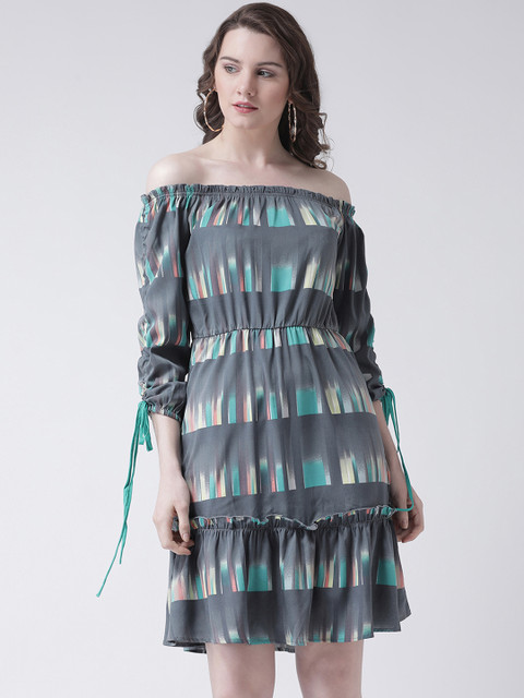 

Leo Sansini Women Multicoloured Printed Fit and Flare Dress, Multi