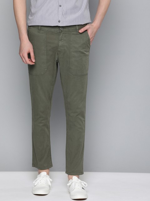 

Mast & Harbour Men Olive Green Regular Fit Solid Chinos