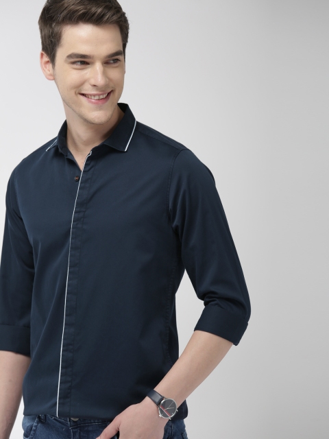 

Mast & Harbour Men Navy Blue Regular Fit Solid Casual Shirt