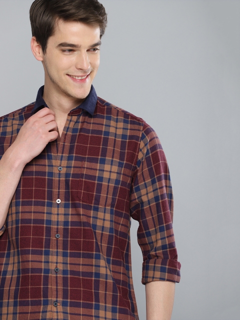 

Mast & Harbour Men Rust Brown Regular Fit Checked Casual Shirt