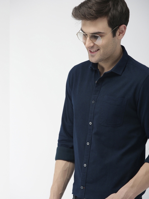 

Mast & Harbour Men Navy Slim Fit Solid Casual Shirt, Navy blue