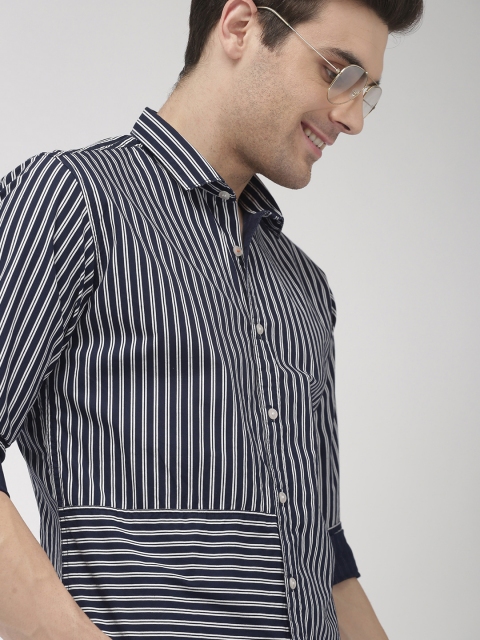 

Mast & Harbour Men Navy Blue & White Regular Fit Striped Casual Shirt