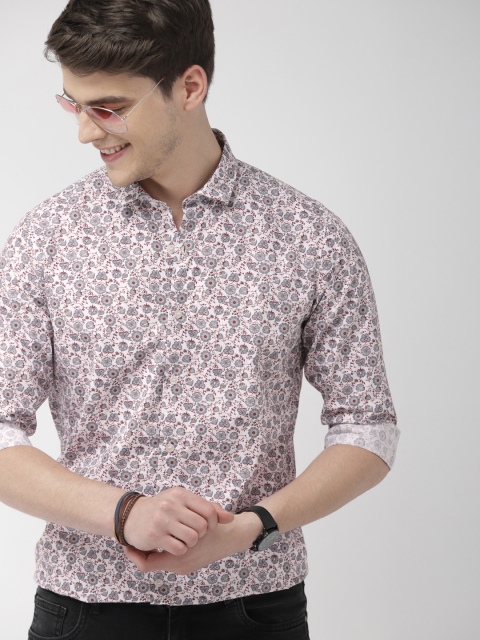 

Mast & Harbour Men White & Grey Regular Fit Printed Casual Shirt