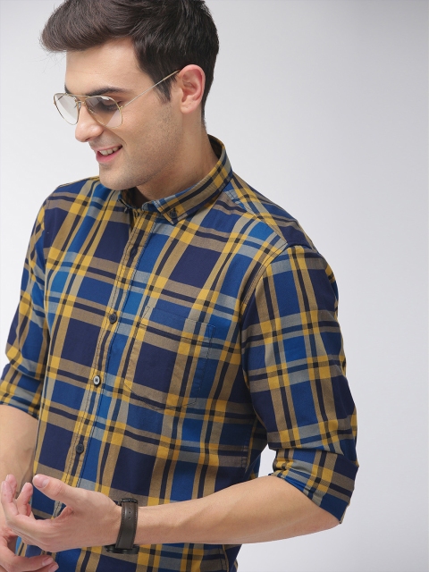 

Mast & Harbour Men Blue & Yellow Regular Fit Checked Casual Shirt
