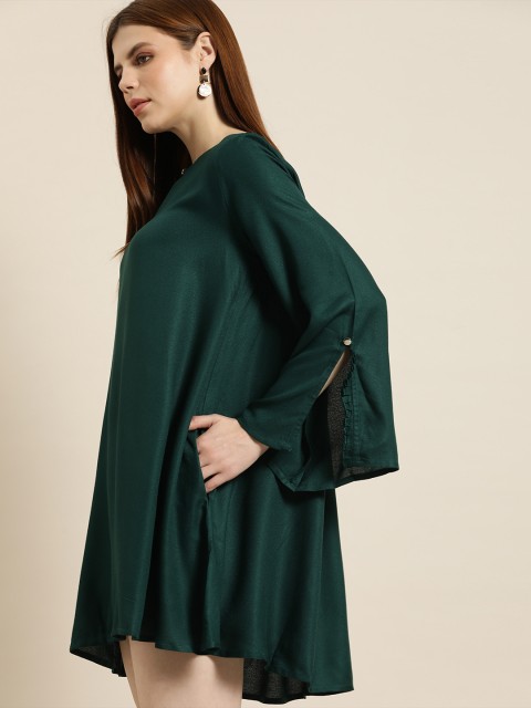 

all about you Women Green Solid A-Line Dress