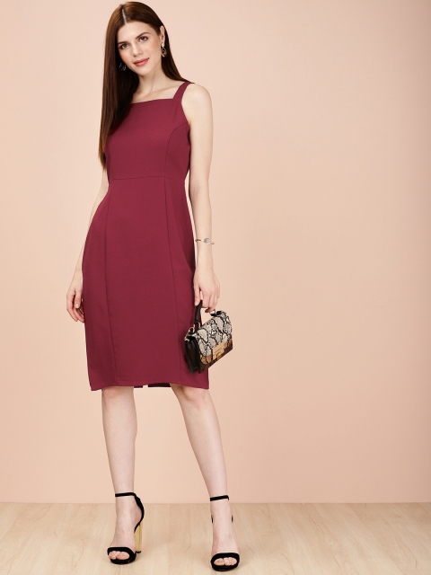 

all about you Women Solid Maroon A-Line Dress