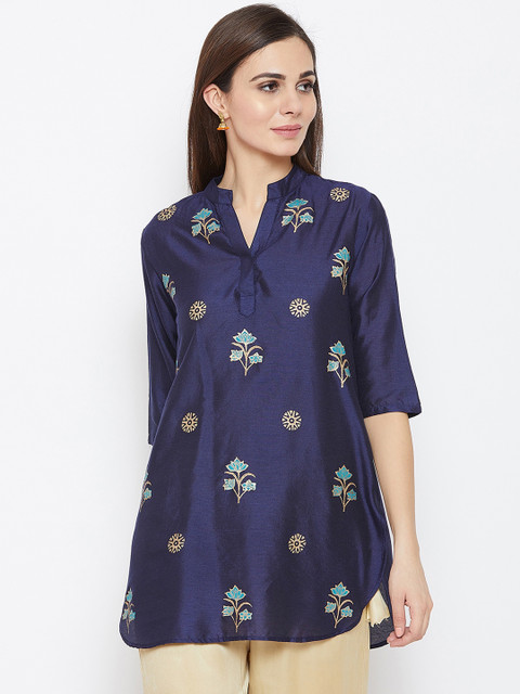 

studio rasa Women Navy Blue Printed A-Line Kurti