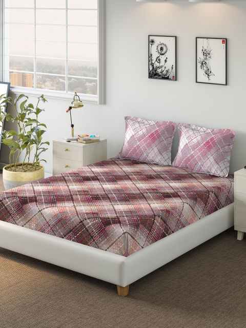 

DDecor Pink Printed 144 TC Cotton Queen Bedsheet with 2 Pillow Covers