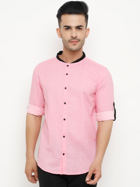 

WITH Men Pink Slim Fit Solid Casual Shirt
