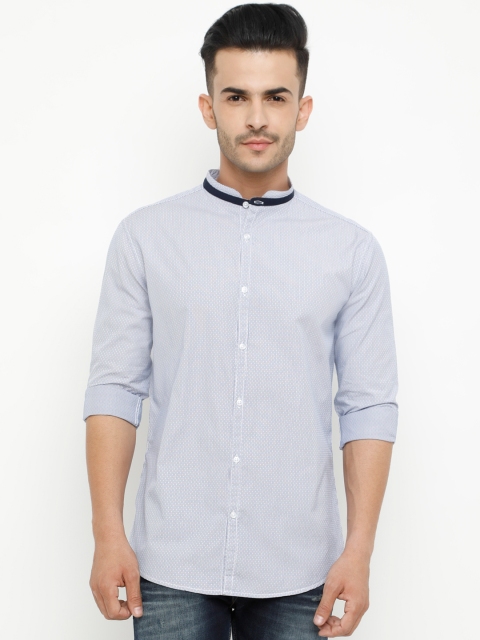 

WITH Men Blue Slim Fit Printed Casual Shirt