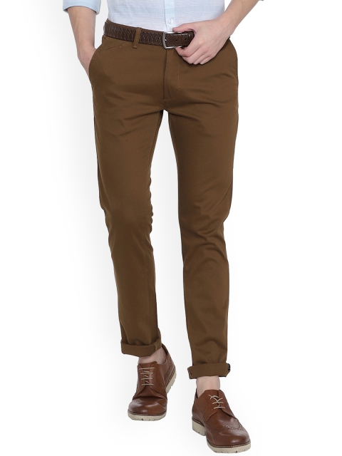 

V Dot Men Brown Slim Fit Solid Regular Trousers