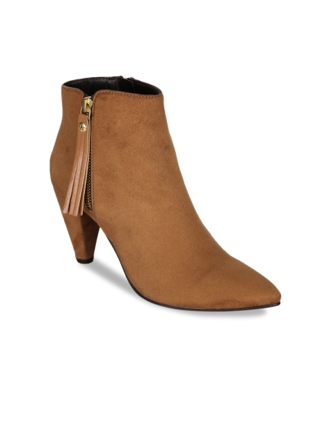 

Bruno Manetti Women Brown Solid Suede Heeled Boots
