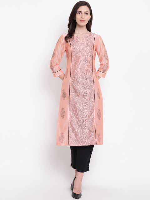 

Shakumbhari Women Pink Printed Straight Kurta