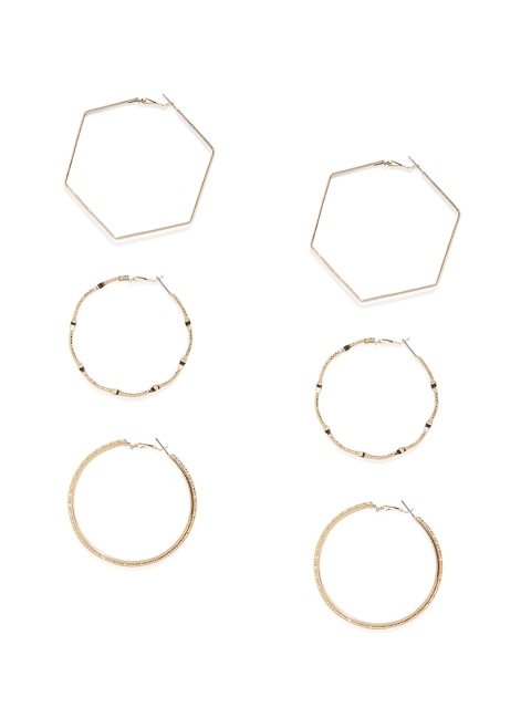 

justpeachy Gold-Toned Set of 3 Hoop Earrings