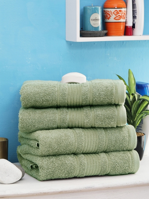 

Avira Home Set of 4 Green Solid 600GSM Cotton Bath Towels