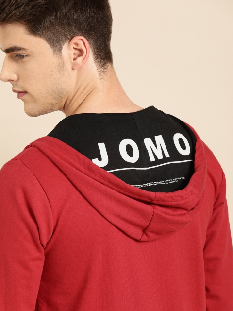 

ether Men Red Solid Hooded Sweatshirt