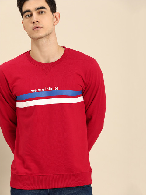 

ether Men Red Striped Sweatshirt
