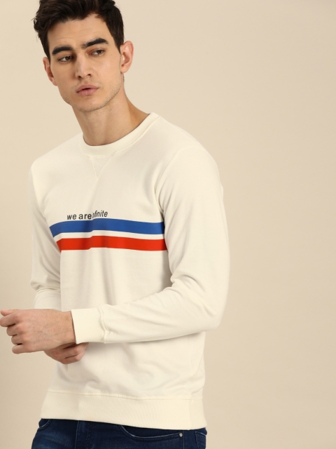 

ether Men White & Blue Striped Sweatshirt