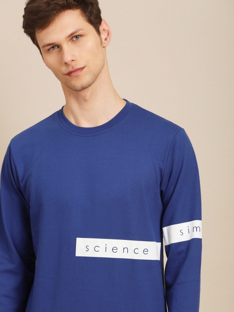 

ether Men Blue Printed Pullover Sweatshirt