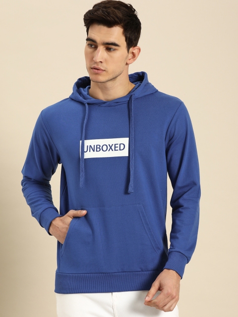 

ether Men Blue Printed Hooded Sweatshirt